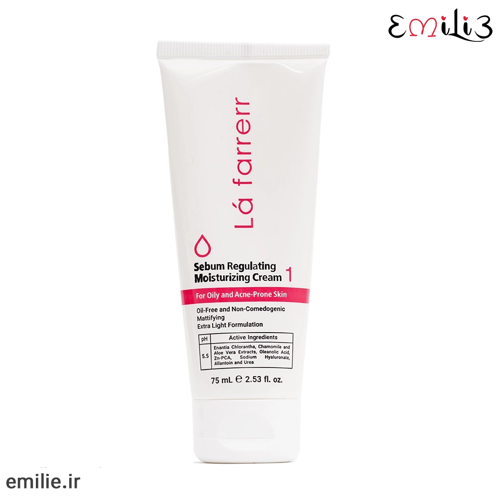 La farrerr Sebum Regulating Moisturizing Cream 1 For Oily And Acne-Prone Skin 75 ml کرم مرطوب کننده و کنترل کننده چربی شماره 1 لافارر 75 میل