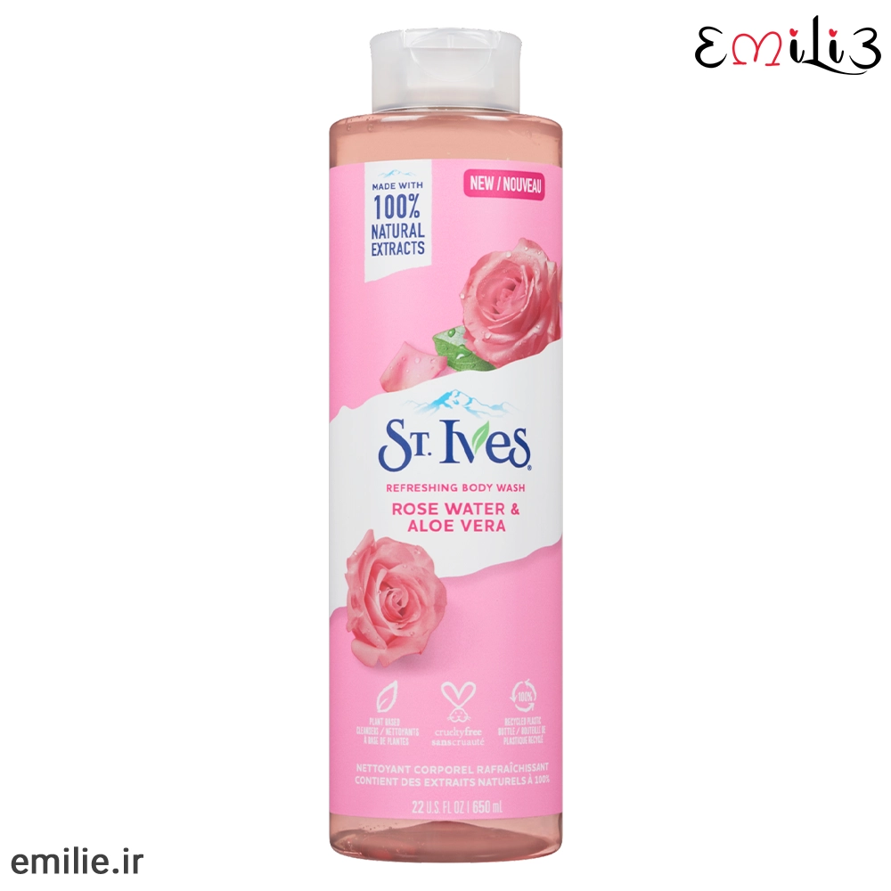 St. Ives Refreshing Rose Water and Aloe Vera Body Wash 650ML شامپو بدن گل رز و آلوئه ورا سینت ایوز