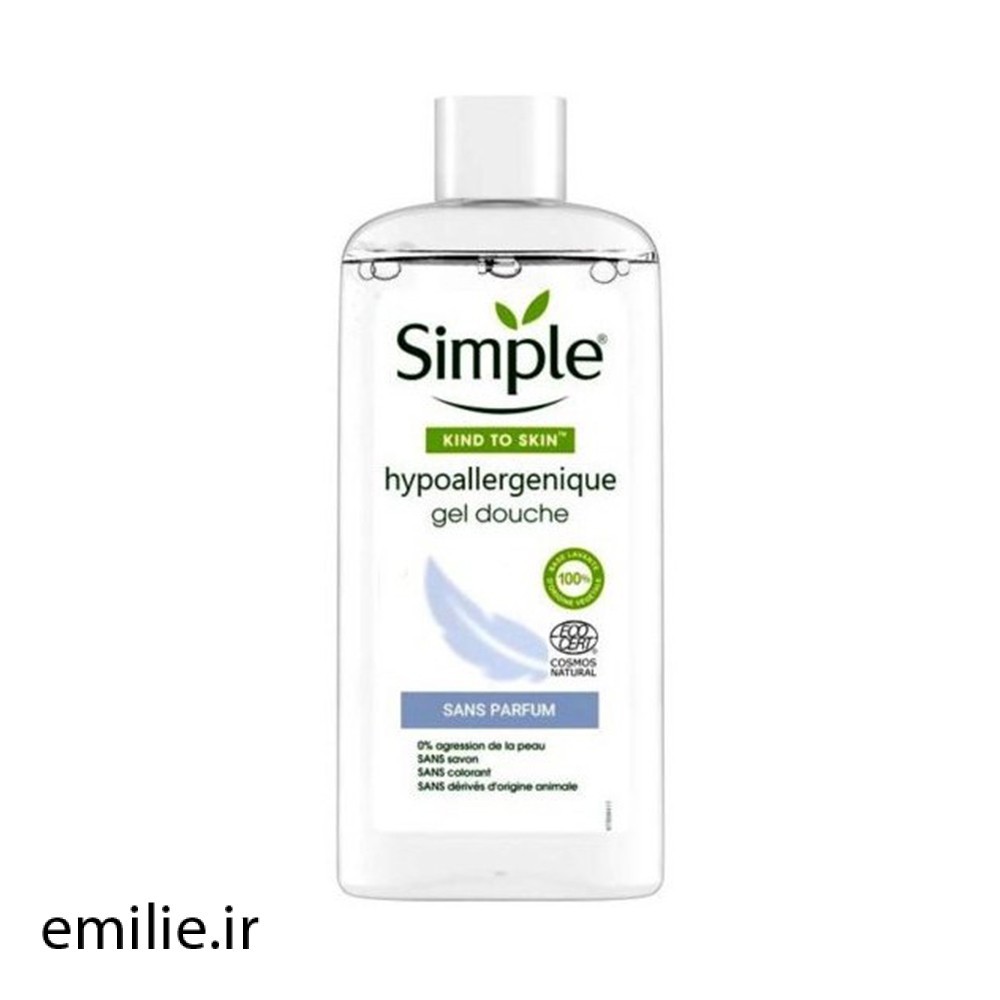 Simple-Kind-to-skin-hypo-allergenic-shower-gel-500-mil ژل شاور هایپو آلرژیک سیمپل 500 میل