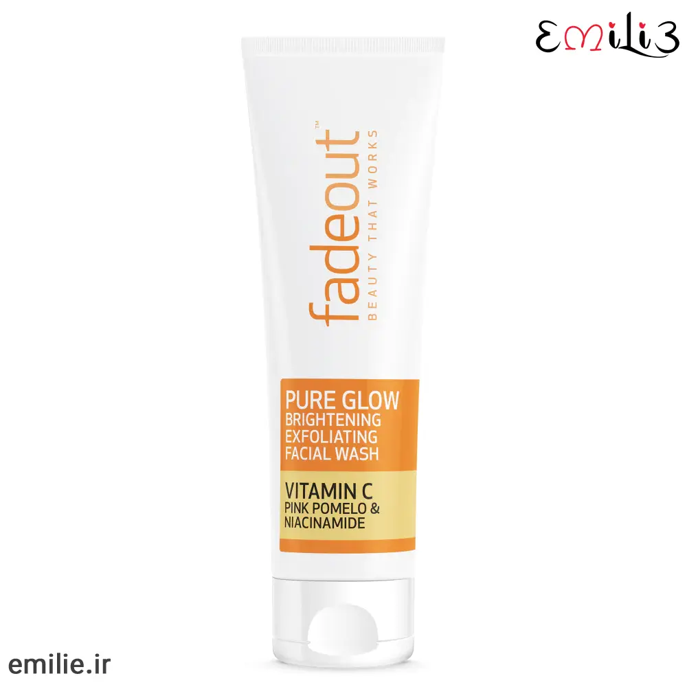 FADE OUT PURE GLOW WHITENING EXFOLIATING FACIAL WASH ژل شستشوی روشن کننده فیداوت مدل ویتامین سی و نیاسینامید